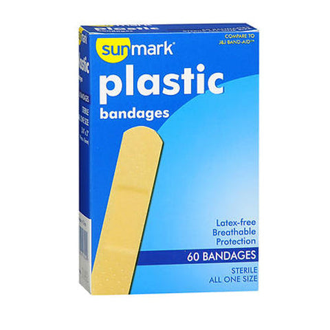 Sunmark, Plastic Bandages All One Size, 60 Count Sunmark