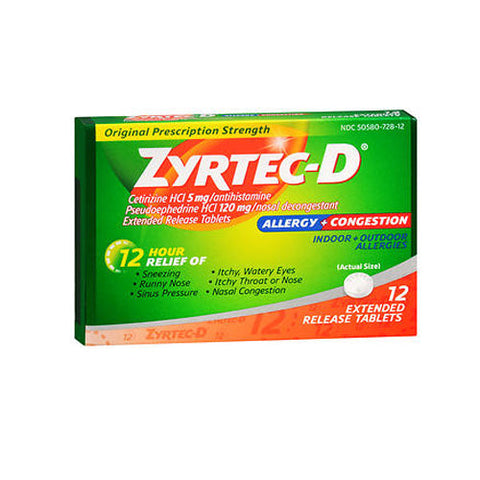 Zyrtec, Allergy + Sinus 12 Hour Extended Release Tablets, 12 Count Zyrtec