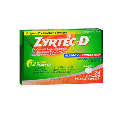 Zyrtec, Allergy + Sinus 12 Hour Extended Release Tablets, 24 Count Zyrtec