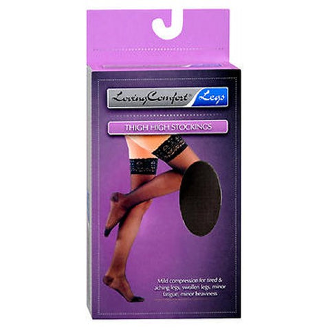 Thigh High Stockings Moderate Compression X-Large Black 1 Pair by Loving Comfort
