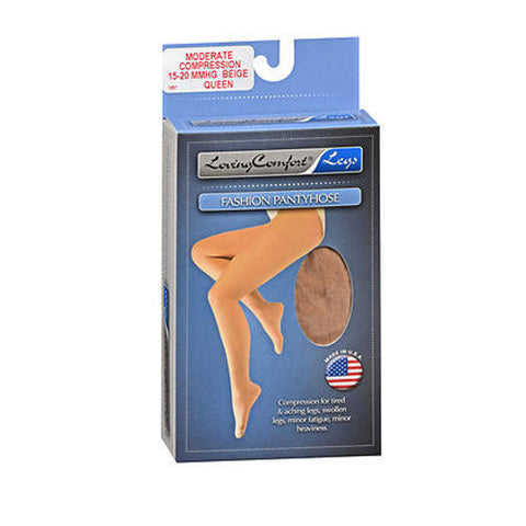 Loving Comfort, Fashion Pantyhose Moderate Compression Queen Beige, 1 Pair Loving Comfort