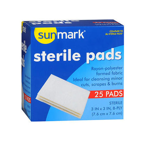 Sunmark, Sterile Pads 3 Inches X 3 Inches, 25 Count Sunmark