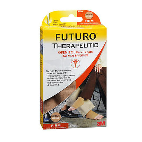 Futuro, Therapeutic Open Toe Knee Length Stockings For Men Women Medium Beige Firm, 1 Count Futuro