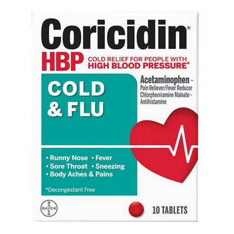 Afrin, Coricidin Hbp Cold/Flu Tabs, 10 tabs Coricidin Hbp