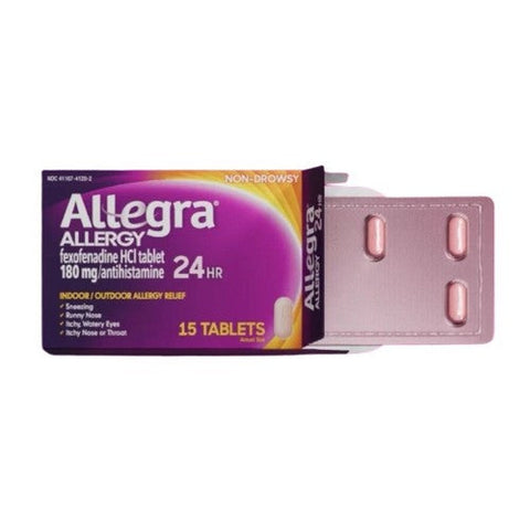 Allegra, Allergy 24 Hr Fexofenadine Hcl Antihistamine Tablets, 180 Mg, 15 Count Allegra