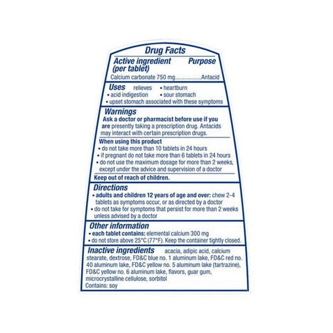 Tums, Smoothies Extra Strength Antacid Chewable Tablets Assorted Fruit, 60 Count