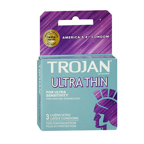 Ultra Thin Lubricated Latex Condoms 3 Each by Trojan