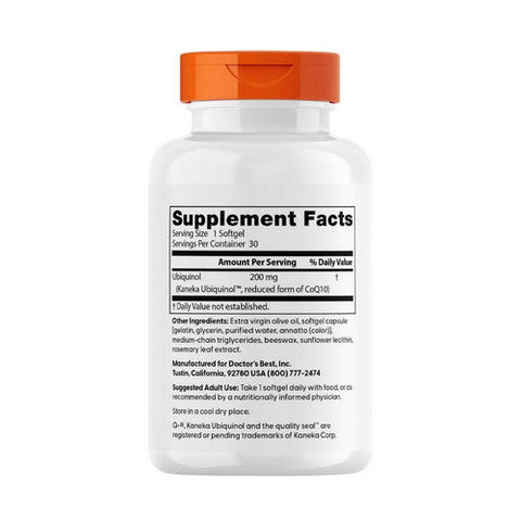 Doctors Best, Ubiquinol Featuring Kaneka's QH, 200 mg, 30 Softgels Doctors Best