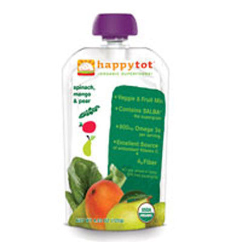 Happy Baby Food, Organic Superfoods Spinach Mango Pear Satge 4, 4.22 Oz(Case Of 16) Happy Baby Food