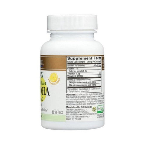 Spectrum Oils, Essentials Vegan Ultra Omega3 Epa And Dha, 60 Softgels Spectrum Oils