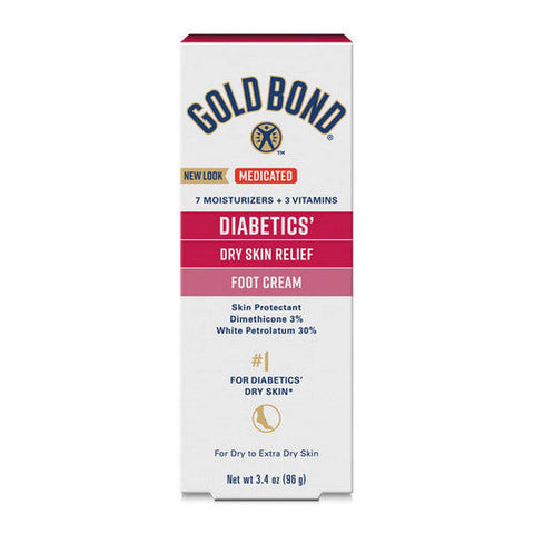 Gold Bond, Medicated Diabetics' Dry Skin Relief Foot Cream, Fragrance Free 3.4 oz Gold Bond
