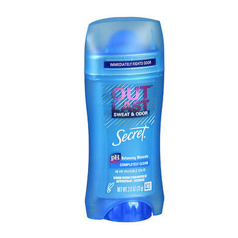 Secret, Outlast Completely Clean Antiperspirant-Deodorant Invisible Solid, 2.6 oz Secret