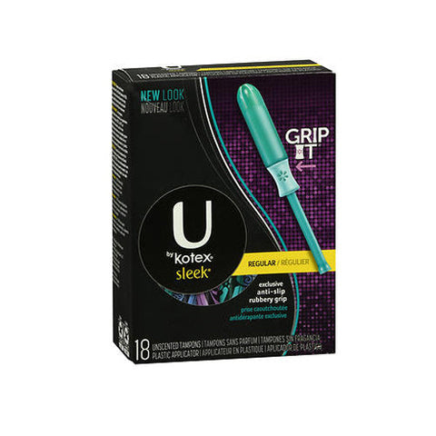 U By Kotex, Sleek Tampons Plastic Applicator Unscented Regular, 18 Count U By Kotex