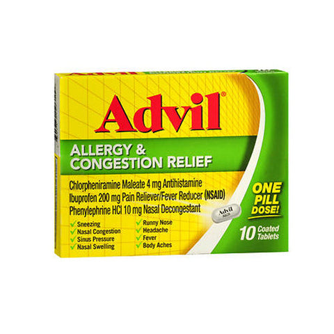 Advil, Allergy Congestion Relief Coated Tablets, 10 Tabs Advil