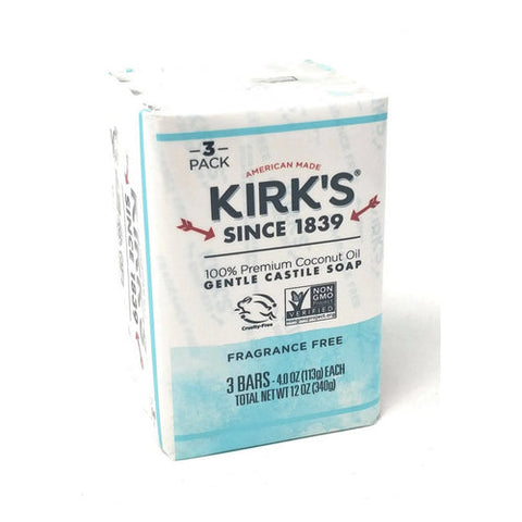 Kirk's Natural Products, Castile Bar Soap Fragrance Free Pack, 3/4 oz Kirk's Natural Products