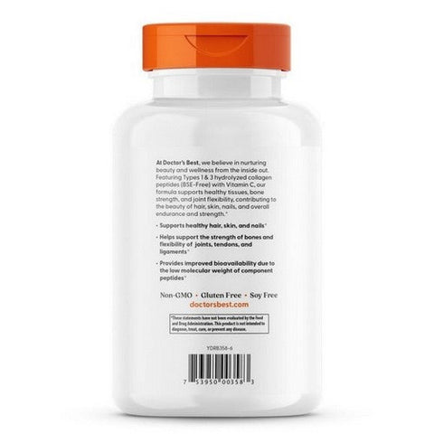 Doctors Best, Collagen Types 1 and 3 With Peptan and Vitamin C, 1,000 Mg, 540 Tablets Doctors Best