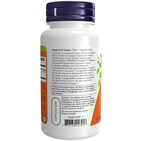 Now Foods, CurcuBrain, 400 mg, 50 Vcaps Now Foods