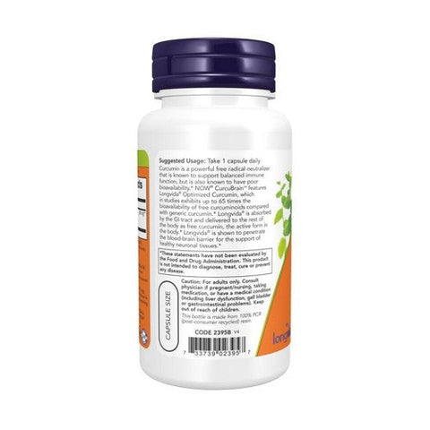 Now Foods, CurcuBrain, 400 mg, 50 Vcaps Now Foods