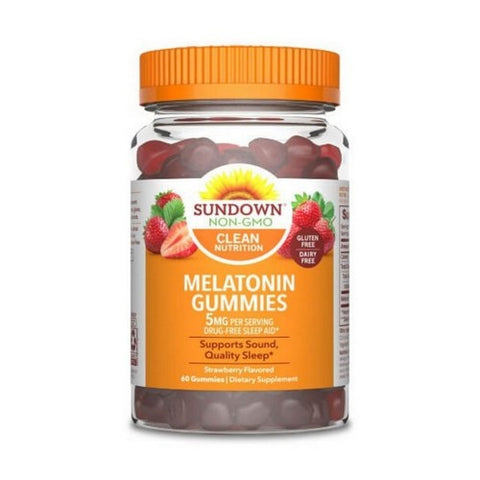 Sundown Naturals, Sundown Naturals Melatonin Gummies, 5 mg, Strawberry Flavor 60 Each Sundown Naturals