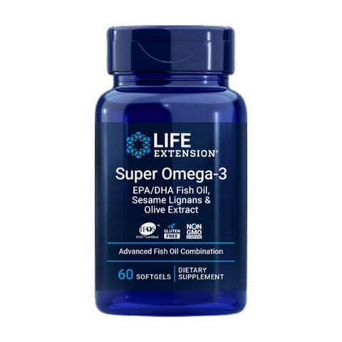 Life Extension, Super Omega-3 EPA/DHA Fish Oil Sesame Lignans & Olive Extract, 60 Softgels Life Extension