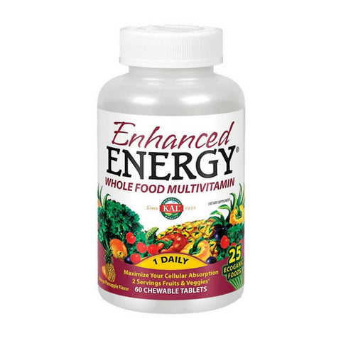 Kal, Enhanced Energy, Whole Food Multivitamin Mango Pineapple, 60 Tabs Kal