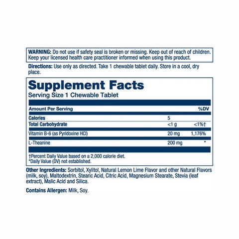 Solaray, L-Theanine, 200 mg, Lemon Lime 30 Chews Solaray