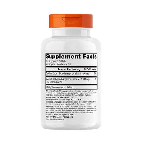 Doctors Best, Fast Acting Arginine Complex with Nitrosigine, 750 mg, 60 Tabs Doctors Best