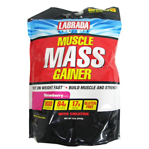 LABRADA NUTRITION, Muscle Mass Gainer, Strawberry 12 lbs LABRADA NUTRITION