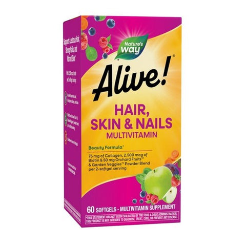 Alive! Hair, Skin And Nails Multivitamin 60 Softgel by Nature's Way