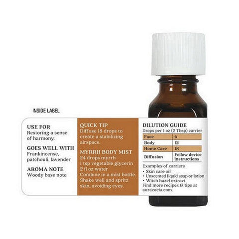 Aura Cacia, Essential Oil Myrrh, (commiphora molmo) 0.5 Fl Oz Aura Cacia