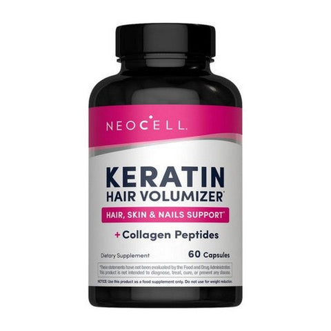 Neocell Laboratories, Keratin Hair Volumiser Plus Collagen Peptides, 60 Caps Neocell Laboratories
