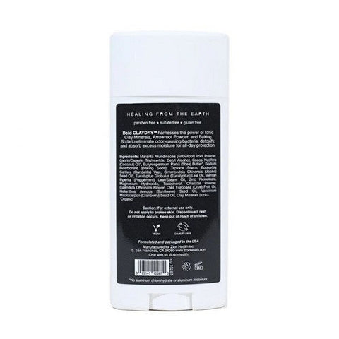 Zion Health, Claydry Bold Deodorant Charcoal Mint, 2.8 Oz Zion Health