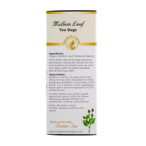 Celebration Herbals, Organic Mullein Leaf Tea, 24 Bags Celebration Herbals