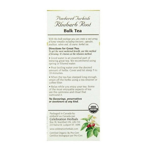 Celebration Herbals, Organic Herbal Turkish Rhubarb Root Powder Loose, 94 Grams Celebration Herbals