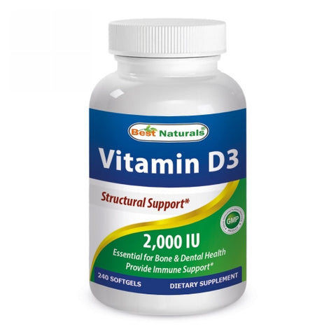 Best Naturals, Vitamin D3, 2000 IU, 240 Softgels Best Naturals