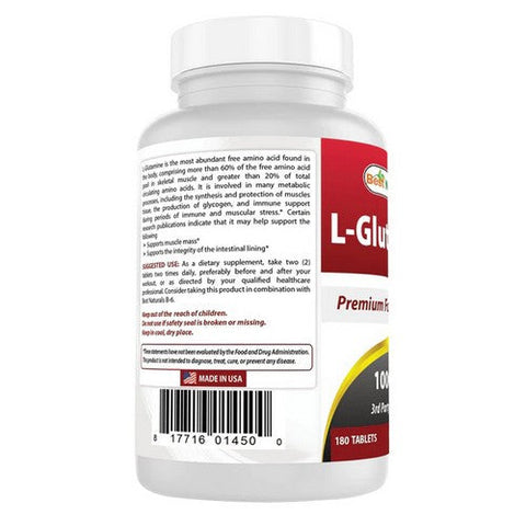 Best Naturals, L-Glutamine, 1000 mg, 180 Tabs Best Naturals