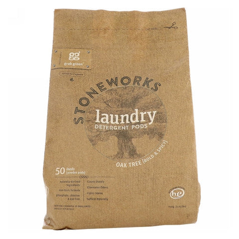 Grab Green, Stoneworks Laundry Detergent Pods, Oak Tree 50 Loads Grab Green