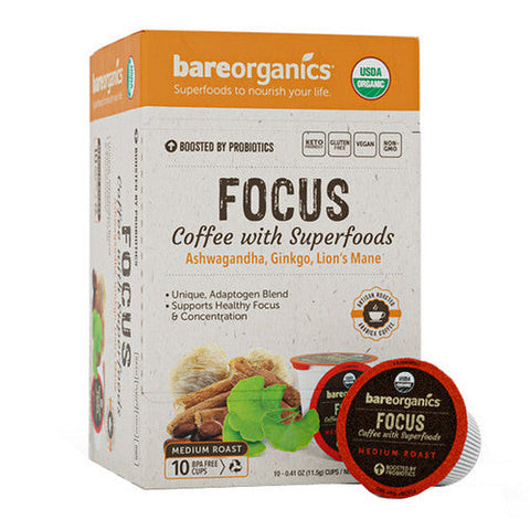 Bare Organics, Focus Coffee K-Cups, 10 Count Bare Organics