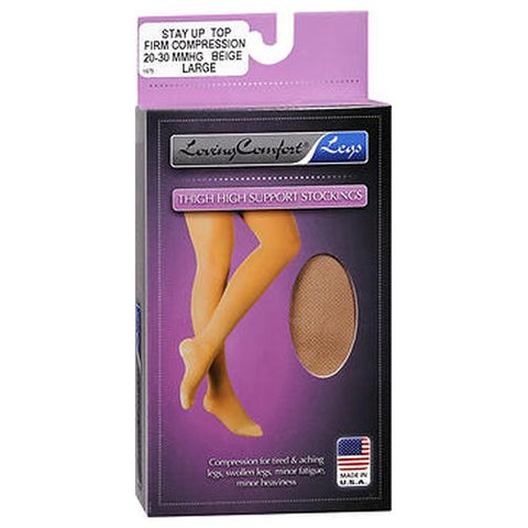 Loving Comfort, Legs Thigh High Support Stockings Firm Compression Beige Large, 1 Each Loving Comfort
