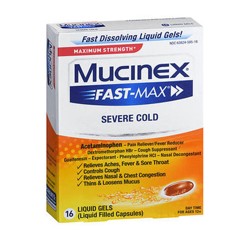 Airborne, Mucinex Fast-Max Severe Cold Liquid Gels, 16 Caps Mucinex