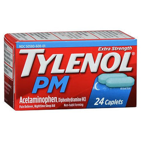 Tylenol, Extra Strength Pain Reliever And Sleep Aid Acetaminophen, 24 Caps Tylenol