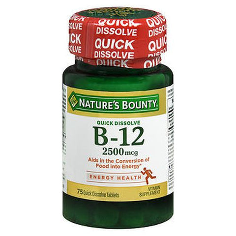 Nature's Bounty, Vitamin B-12 Quick Dissolve Tablets Natural Cherry, 2500 mcg, 75 Tabs Nature's Bounty