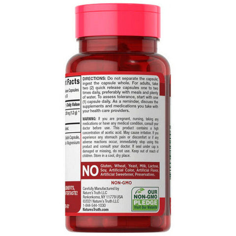 Nature's Truth, Apple Cider Vinegar Capsules Triple Strength, 1200 Mg, 60 Caps Nature's Truth