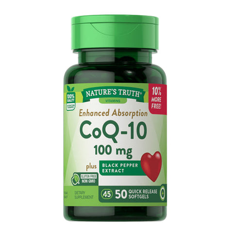 Nature's Truth, Enhanced Absorption CoQ-10 Plus Black Pepper Extract, 100 Mg, 50 Caps Nature's Truth