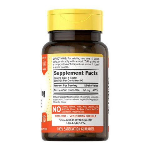 Sundance, Zinc Gluconate, 50 Mg, 90 Tabs Sundance