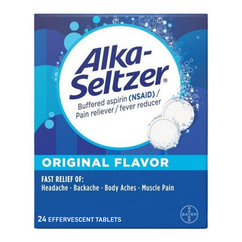Alka-Seltzer, Buffered Aspirin Pain Reliever Fever Reducer Effervescent, 24 Tablets Alka-Seltzer