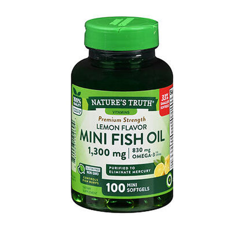 Nature's Truth, Vitamins Mini Fish Oil Softgels Premium Strength, 1300 mg, 100 Caps Nature's Truth