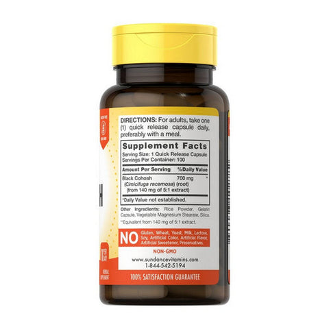 Sundance, Black Cohosh Quick Release Capsules, 700 Mg, 100 Caps Sundance