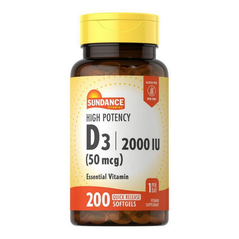 High Potency D3 Quick Release Softgels 200 Caps by Sundance