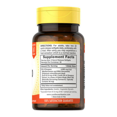 Sundance, Oil Of Oregano Quick Release Softgels, 4000 Mg, 60 Softgels Sundance